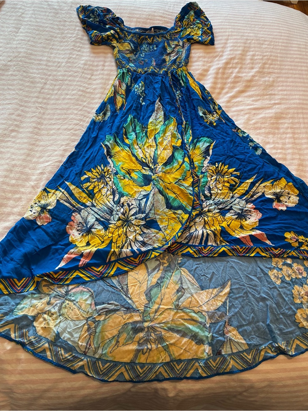 Blue & Yellow Floral Maxi Dress - Women's Summer Dress